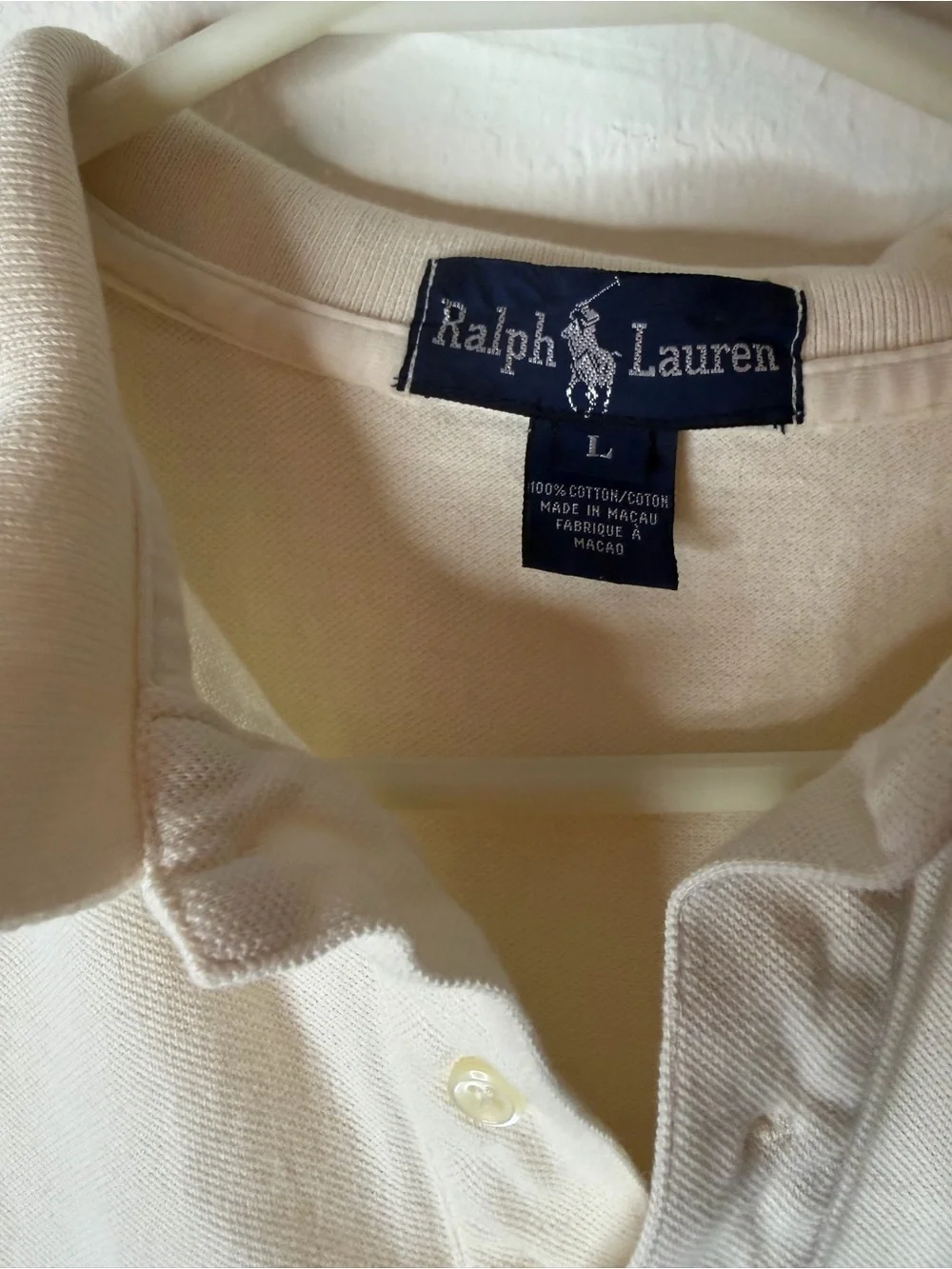 Vintage Ralph Lauren Cream Polo Shirt Size Large